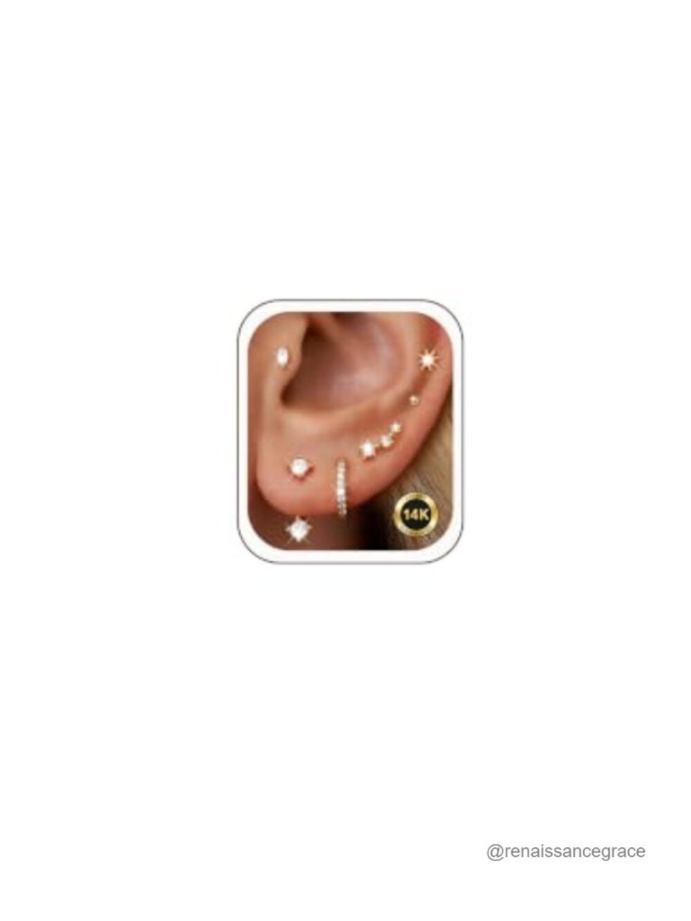 Stud Earrings Set for Women - 6 Pairs 14K Gold Plated Earrings CZ Stacking